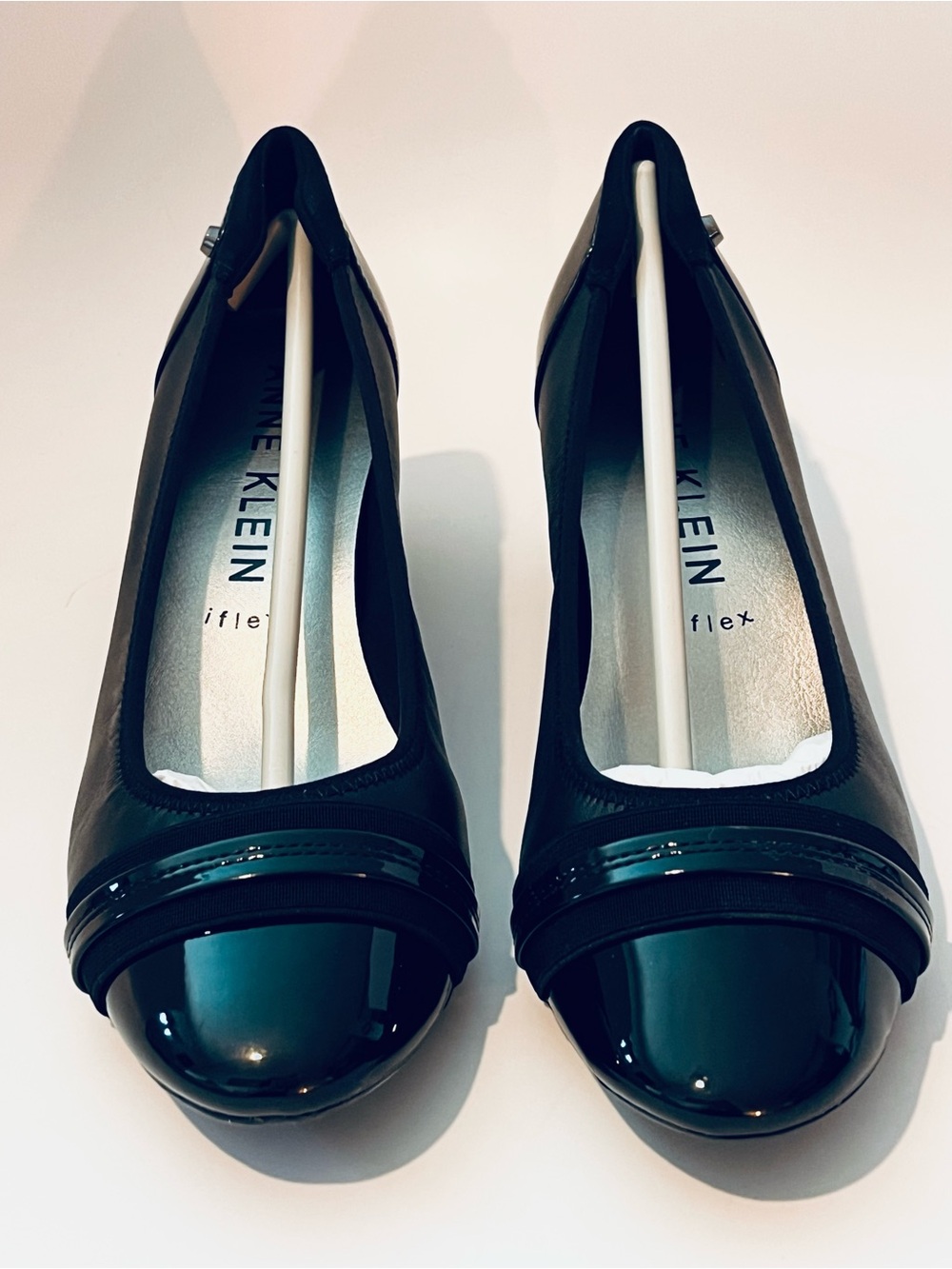Anne Klein Guardian Black Patent Cap-Toe Comfort Pumps